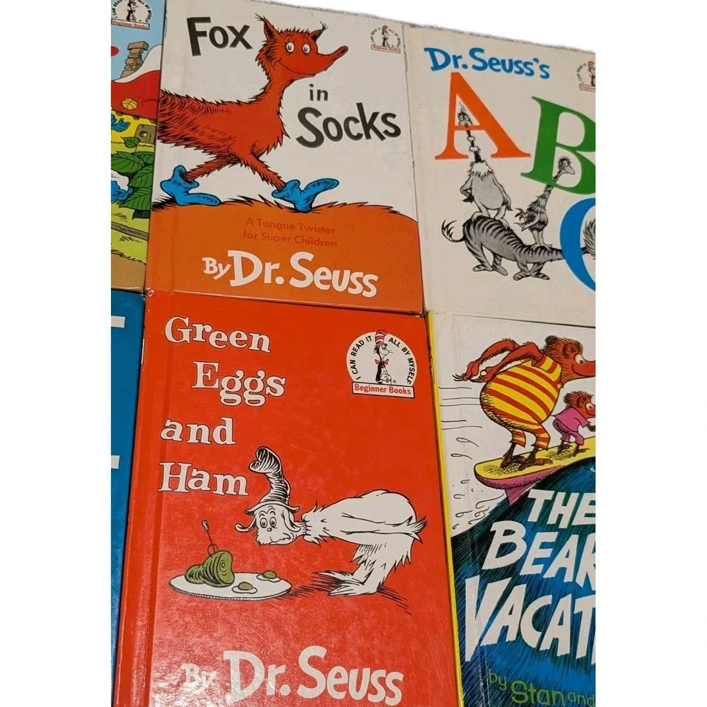 Dr Seuss Book Lot The Cat in‎ the Hat (1957) Hardcover) 60's Bearstain Smurfs